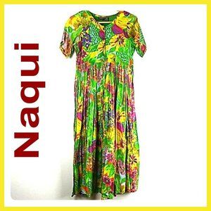 Naqui Vintage Tropical Midi Cotton Dress